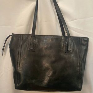 Fossil Black Leather Shopper Tote